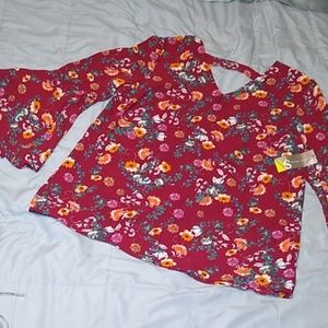 Valerie Stevens Bell Sleeve Maroon Blouse XL